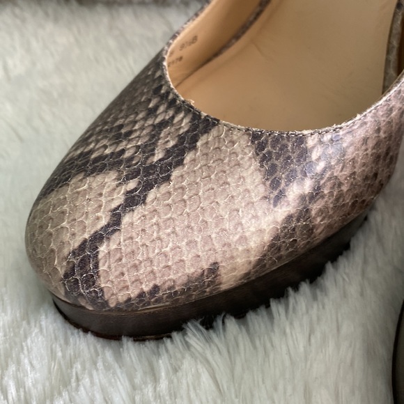 COLE HAAN Nike Air Snakeskin Leather Print Mary Jane Wooden Platform Heels - Picture 4 of 9